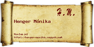 Henger Mónika névjegykártya